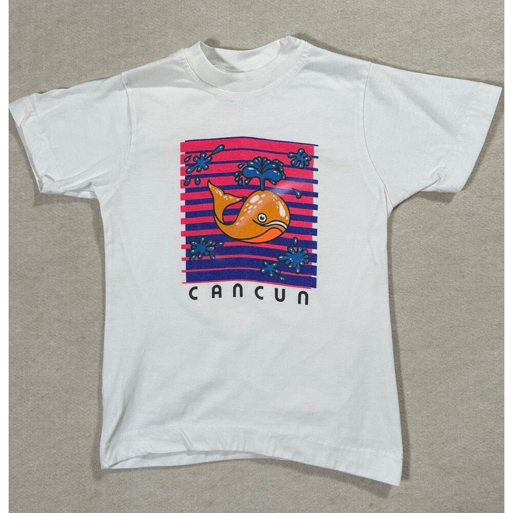 Kanan Banana Kid’s Cancun White T-Shirt White Colorful Whale Splash Scene Medium